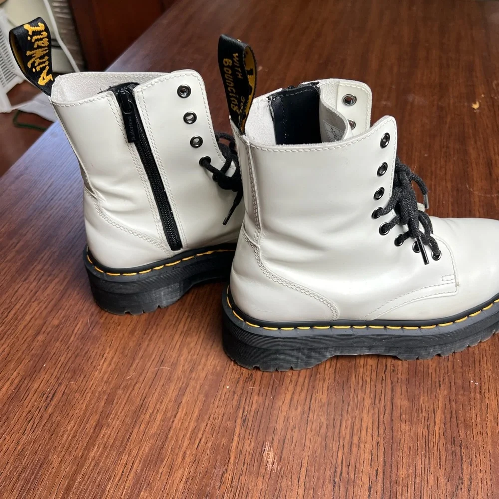 Dr. Martens White Platform Leather Women's Boots - Picture 7 of 9